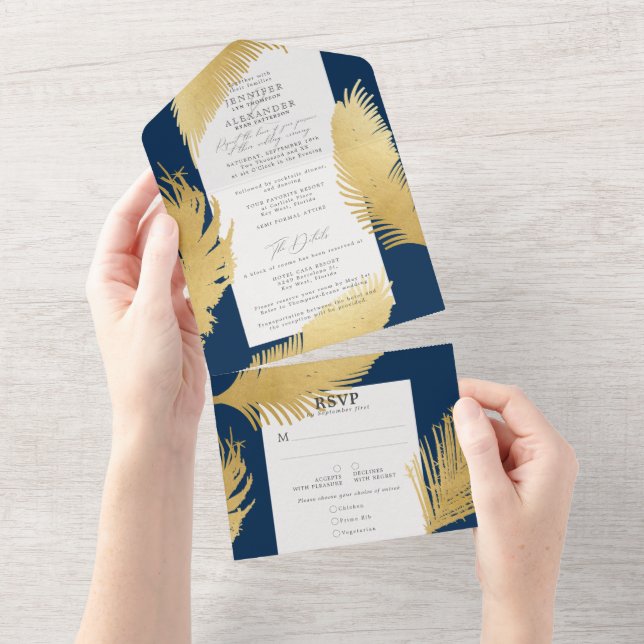 Casamento de Marinho de Palma Dourado tropical com (Aba destacável)