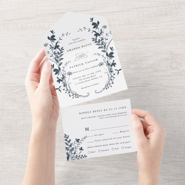 Casamento de marinho e flor branca de Silhuette Wr (Aba destacável)