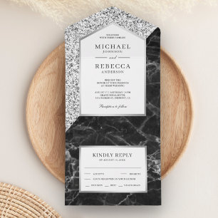 Casamento de Mármore Preto com Brilho Branco e Pra