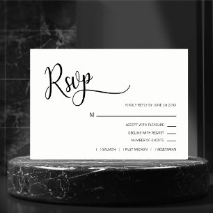 Casamento de Menu de RSVP Preto e Branco Clássico
