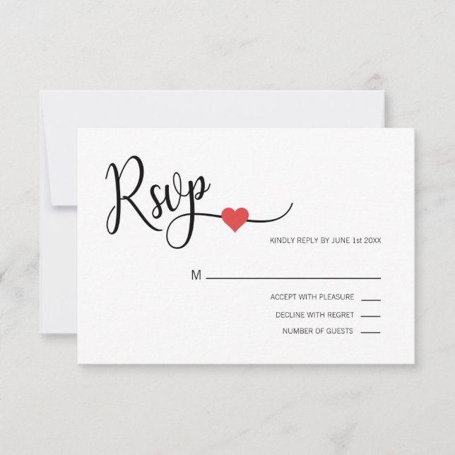 Casamento de Menu de RSVP Vermelho e Branco Clássi (Frente)