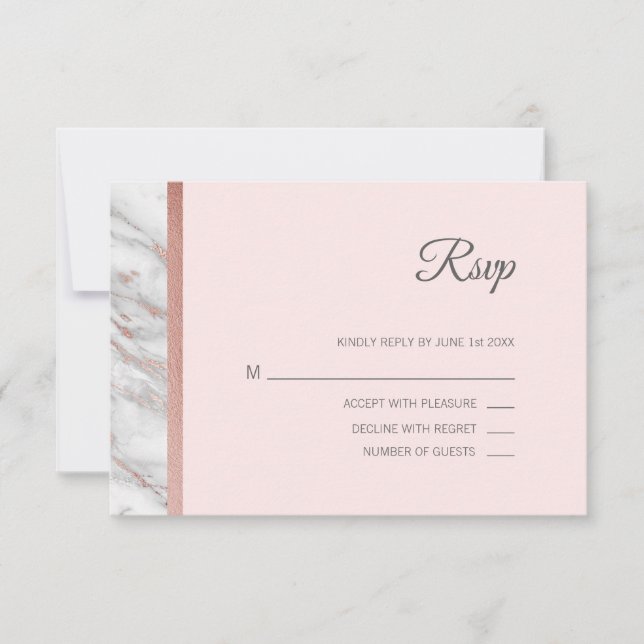 Casamento de Menu do Classy Marble Rosa Gold Foil  (Frente)