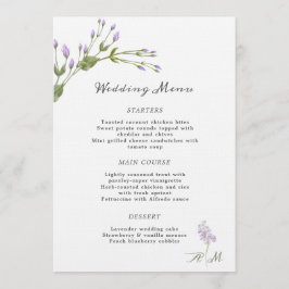 Casamento de Menu Floral Mínimo Lilac