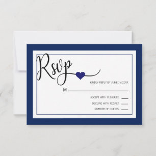 Casamento de Menu RSVP Azul e Branco do Marinho Mo