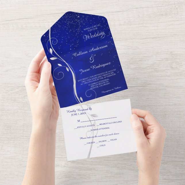 Casamento de Modelo de Foto Azul de Silver Leaf Sw (Tearaway)