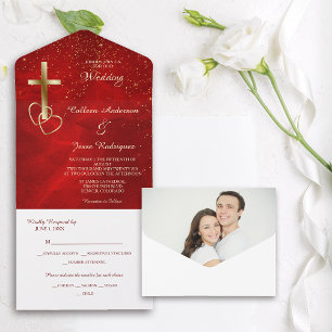 Casamento de Modelo de Foto da Cruz Cristã Dourad