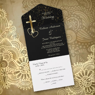 Casamento de Modelo de Foto Dourada Cristã