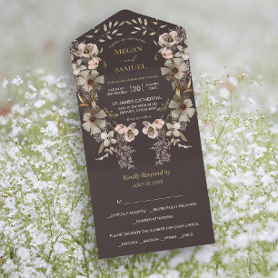 Casamento de Modelo de Foto Floral Dourada Branca