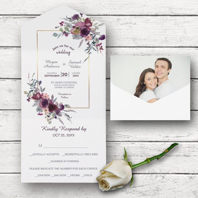 Casamento de Modelo de Foto Floral Violet Blue (Criador carregado)