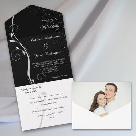Casamento de Modelo de Foto Preta do Silver Leaf S