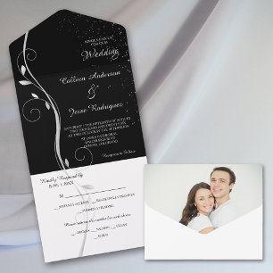 Casamento de Modelo de Foto Preta do Silver Leaf S