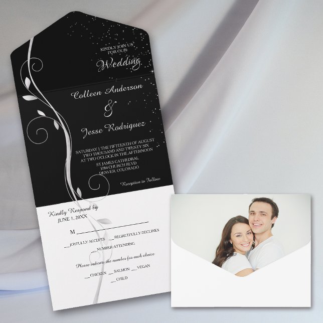 Casamento de Modelo de Foto Preta do Silver Leaf S (Criador carregado)