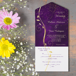 Casamento de Modelo de Foto Roxo de Púrpura de Fol