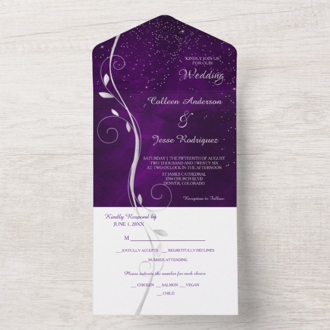 Casamento de Modelo de Foto Roxo de Púrpura de Sil (Interno)