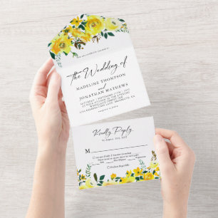 Casamento De Mola Amarela Elegante, Floral Waterco