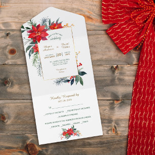 Casamento de Moldura de Natal com Poinsettia