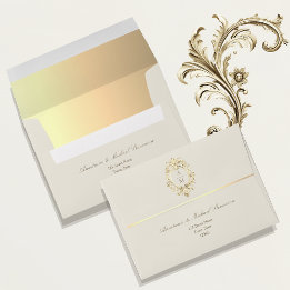 Casamento de Monograma Barroco em Ouro Elegante