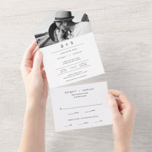 Casamento de Monograma Branco e Preto com Foto Min