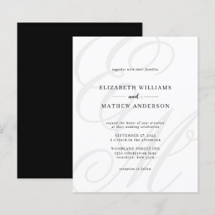 Casamento de Monograma Branco Preto com Script Ele