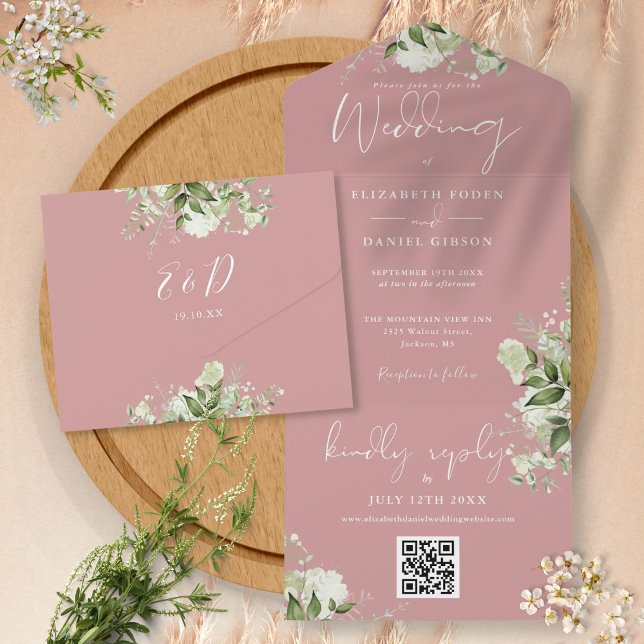 Casamento de Monograma com Código QR de Folhagem R (Criador carregado)