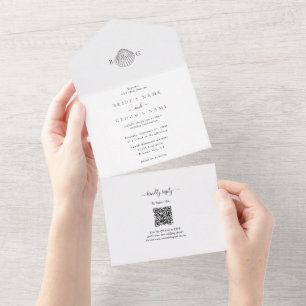 Casamento de Monograma de Clam Seashell Minimalist