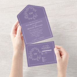 Casamento de Monograma de Folha de Lavanda Lilac