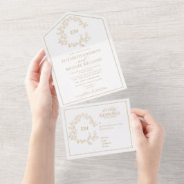 Casamento de Monograma de Folha Dourada Moderna
