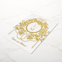 Casamento de Monograma de Rosa em Folha de Ouro Ro