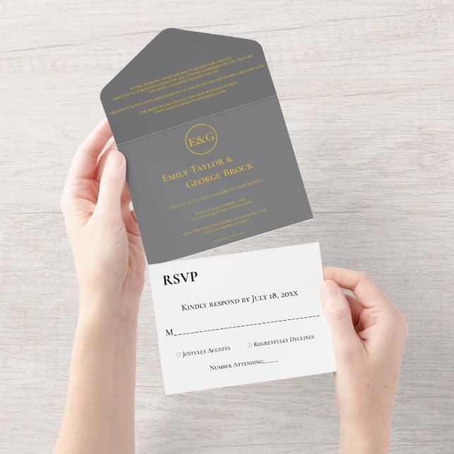Casamento de Monograma de Script Dourado Simples M (Aba destacável)