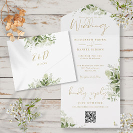 Casamento de Monograma Dourado com Código QR Flora