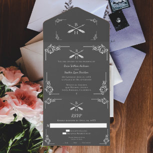 Casamento de Monograma e Setas de cinza