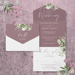 Casamento de Monograma Floral com Folhagem Roxa
