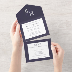 Casamento de Monograma Minimalista de Plum Purple