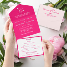 Casamento de Monograma Rosa Mínimo Elegante Modern