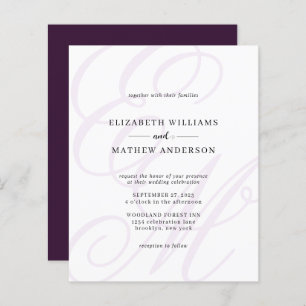Casamento de Monograma Violeta com Script Elegante