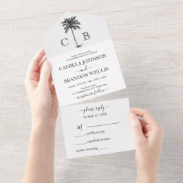 Casamento de Monogramas Elegantes de Palma Tropica