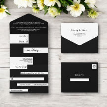 Casamento De Na moda Branco E Preto Moderno Elegan