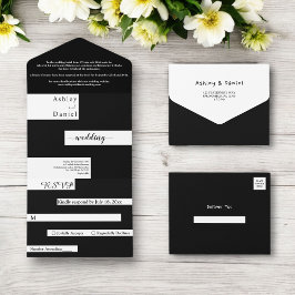 Casamento De Na moda Branco E Preto Moderno Elegan