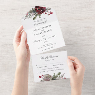 Casamento de Natal com Floral e Verde em Aquarela