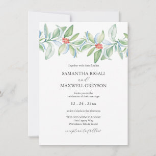 Casamento de Natal Convite Watercolor Greenery