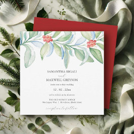 Casamento de Natal Convites Aquarela Verde