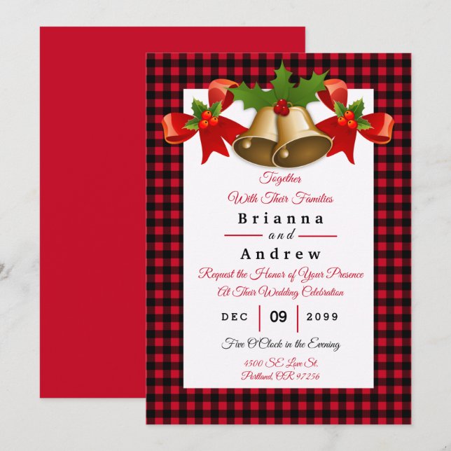 Casamento de Natal da Xadrez de Buffalo Vermelha (Frente/Verso)