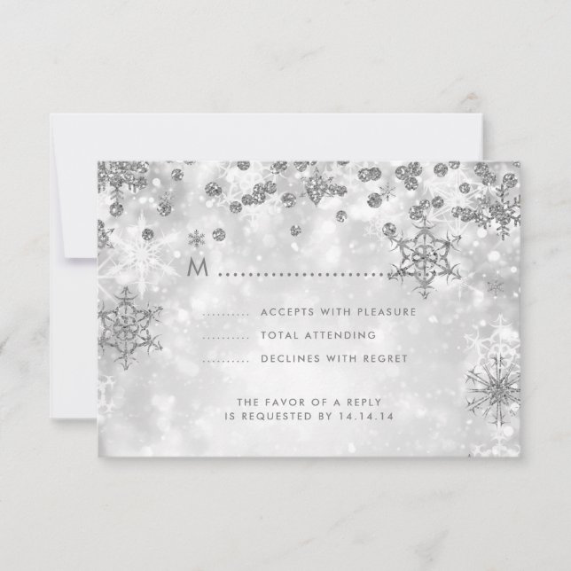 Casamento de Natal Elegante RSVP Sparkle Silver (Frente)