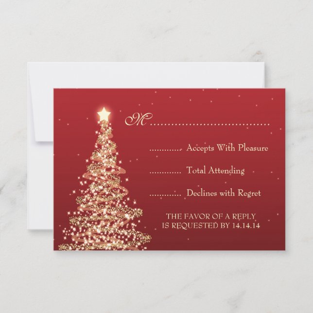Casamento de Natal Elegante - RSVP Vermelho (Frente)