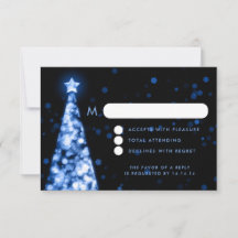 Casamento de Natal Festivo Elegante RSVP Azul