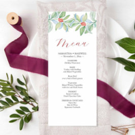 Casamento de Natal Menus Watercolor Greenery