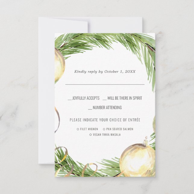 Casamento de Natal | RSVP de Cores Aquáticas com E (Frente)