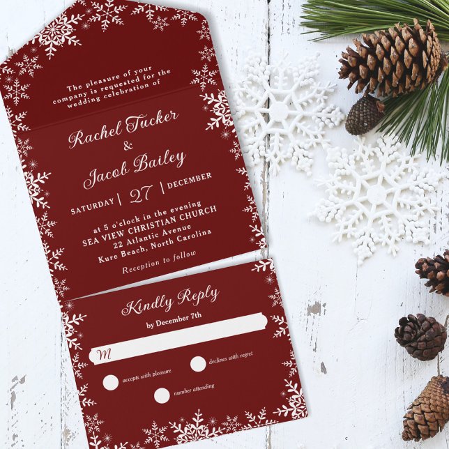Casamento de Natal Vermelho da Fronteira dos Floco (Criador carregado)