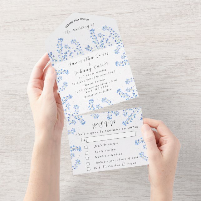 Casamento de Natureza Floral Azul (Aba destacável)
