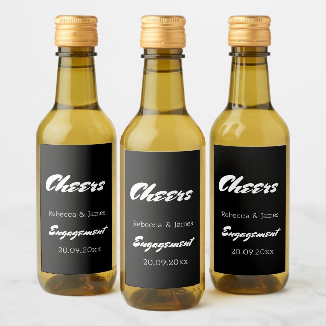 Casamento de Noivado Negro Elegante favorece Mini (Garrafas)